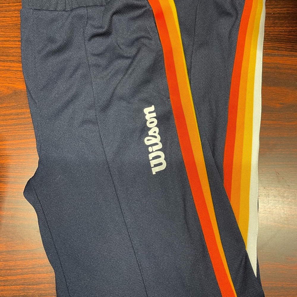 RARE Wilson Navy Track Pants with Rainbow Stripes